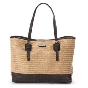 Dana Buchman Straw/Crocodile Tote